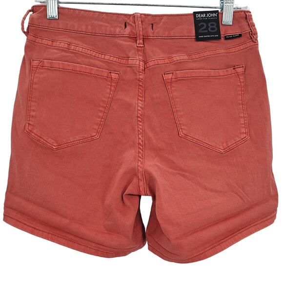 Dear John Womans size 28 American Classic Cuffed Denim Jean Shorts in Salmon NEW - Picture 4 of 8